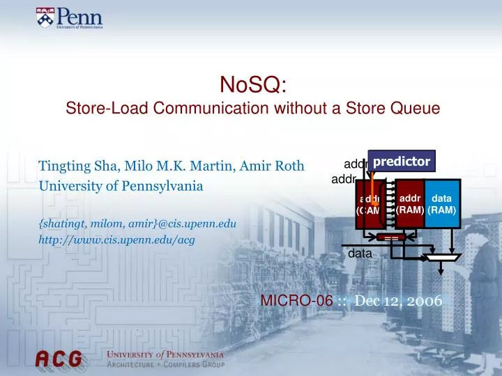 nosq store load communication without a store queue