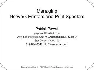 Managing Network Printers and Print Spoolers