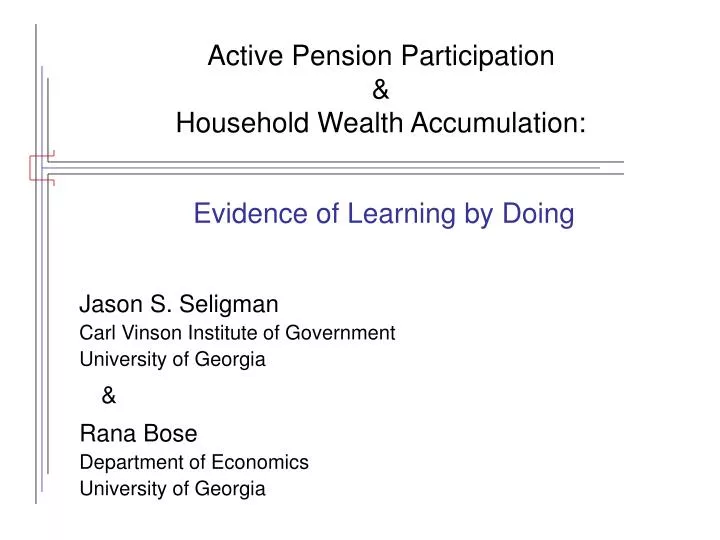active pension participation household wealth accumulation