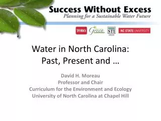 Water in North Carolina: Past, Present and …