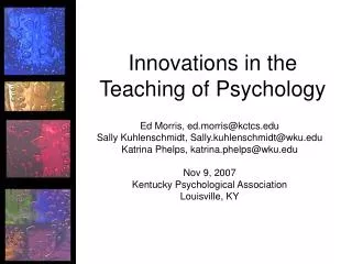 Innovations in the Teaching of Psychology