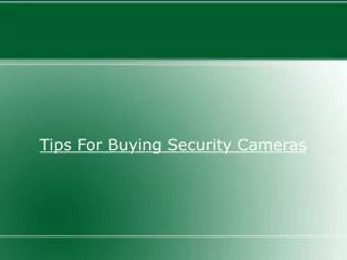 Tips For Buying Security Cameras