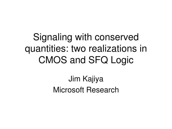 signaling with conserved quantities two realizations in cmos and sfq logic