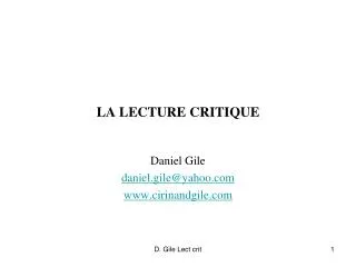 la lecture critique