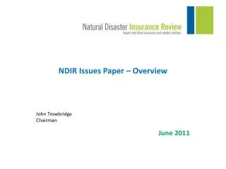 NDIR Issues Paper – Overview