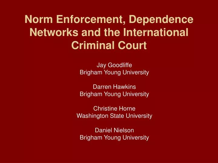 norm enforcement dependence networks and the international criminal court