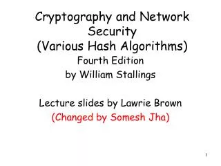 Cryptography and Network Security (Various Hash Algorithms)