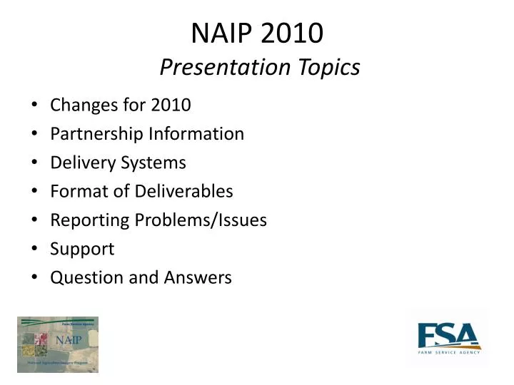 naip 2010 presentation topics
