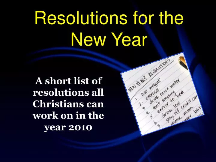 resolutions for the new year