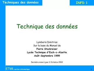 technique des donn es