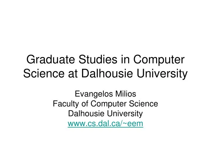 graduate studies in computer science at dalhousie university