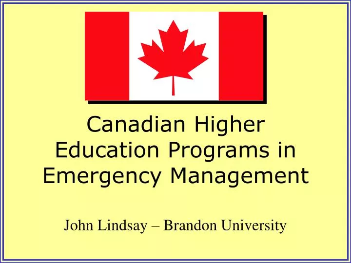 canadian higher education programs in emergency management