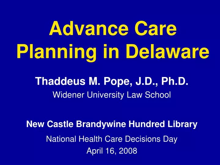 advance care planning in delaware