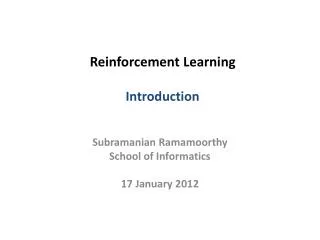 Reinforcement Learning Introduction