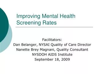 Improving Mental Health Screening Rates