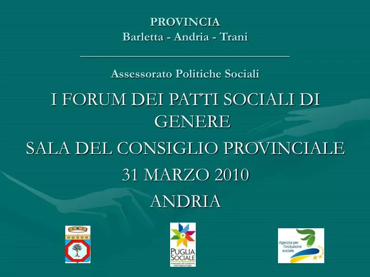 provincia barletta andria trani assessorato politiche sociali