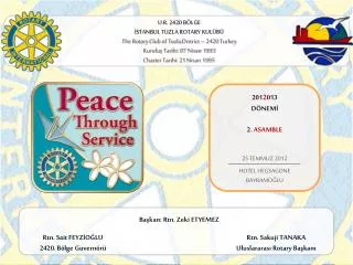 U.R. 2420 BÖLGE İSTANBUL TUZLA ROTARY KULÜBÜ The Rotary Club of Tuzla District – 2420 Turkey Kuruluş Tarihi: 07 Nisa