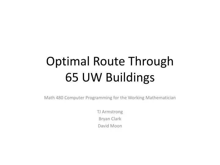 optimal route through 65 uw buildings