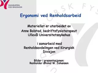 ergonomi ved renholdsarbeid
