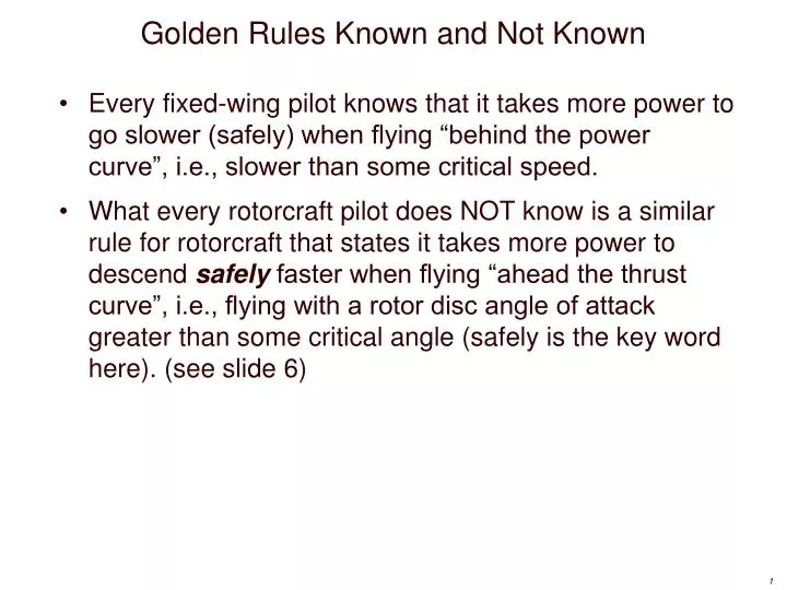 golden rules known and not known