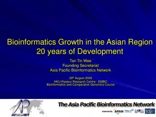 Bioinformatics Growth in the Asian Region 20 years of Development