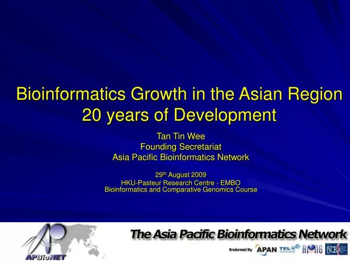 bioinformatics growth in the asian region 20 years of development