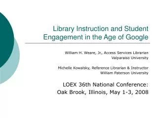 Library Instruction and Student Engagement in the Age of Google