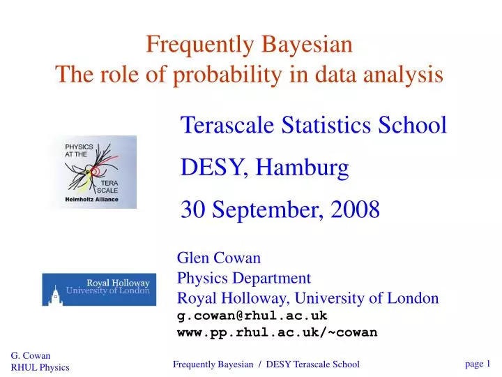 frequently bayesian the role of probability in data analysis