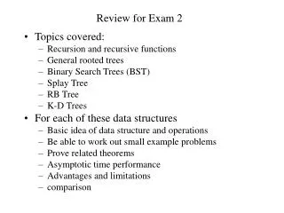 Review for Exam 2