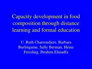 Capacity development in food composition through distance learning and formal education