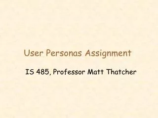 User Personas Assignment