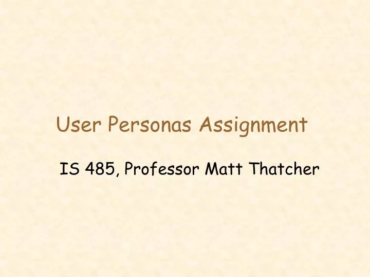 user personas assignment