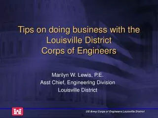 Tips on doing business with the Louisville District Corps of Engineers
