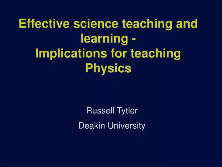 effective science teaching and learning implications for teaching physics