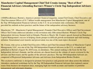 Manchester Capital Management Chief Ted Cronin Among Best o