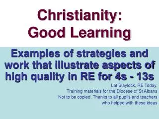 Christianity: Good Learning
