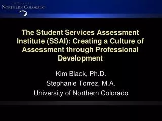 The Student Services Assessment Institute (SSAI): Creating a Culture of Assessment through Professional Development
