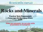 Rocks and Minerals Practice Test Presentation - slide 1