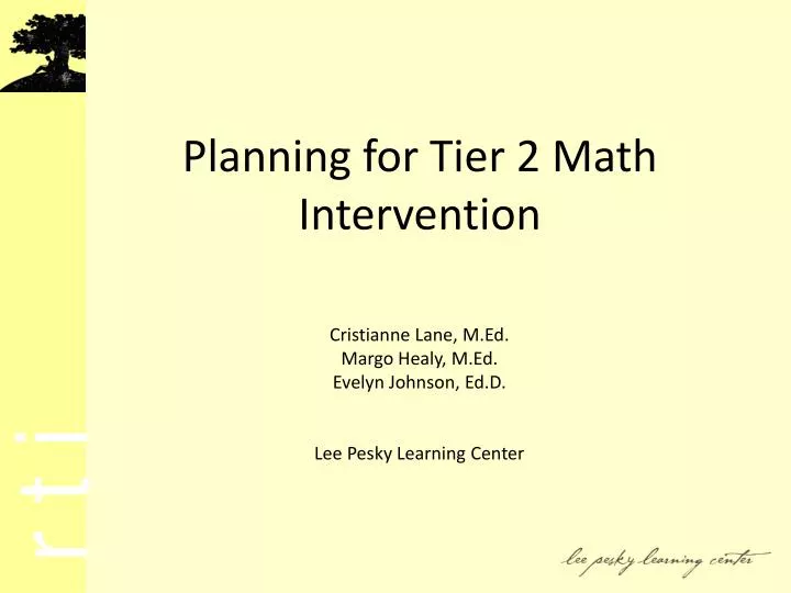 planning for tier 2 math intervention