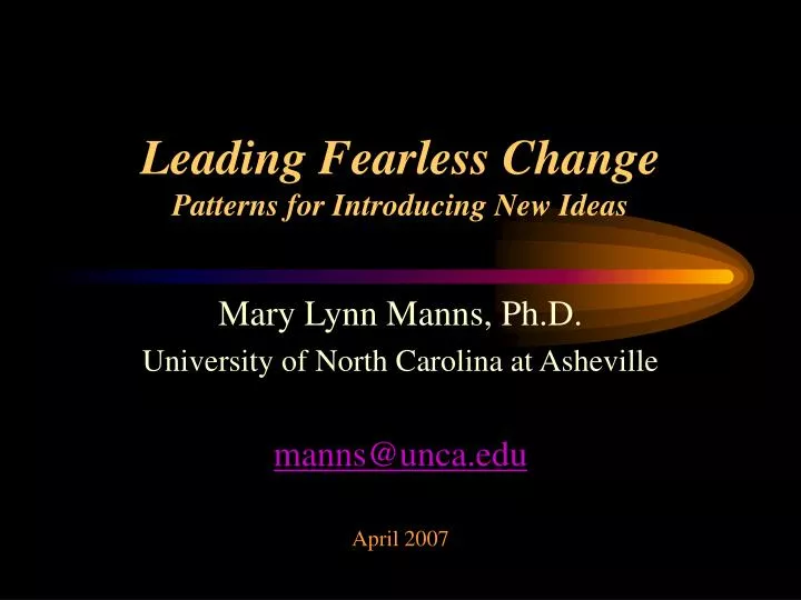 leading fearless change patterns for introducing new ideas