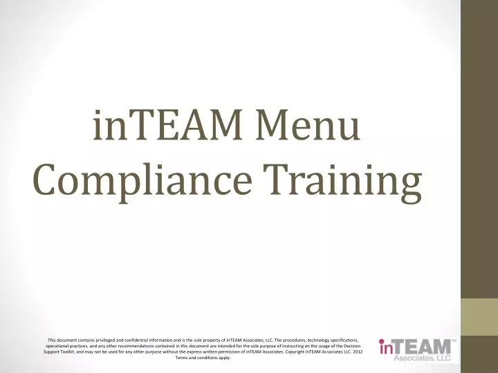 inteam menu compliance training