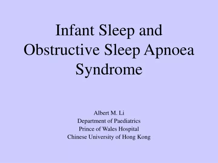 infant sleep and obstructive sleep apnoea syndrome