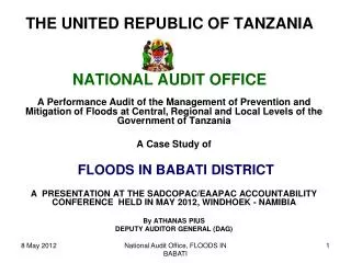 THE UNITED REPUBLIC OF TANZANIA NATIONAL AUDIT OFFICE