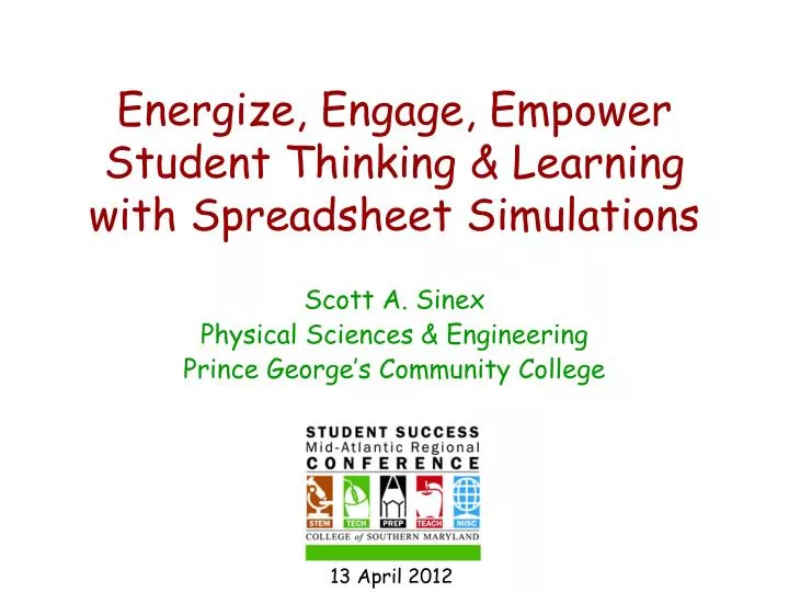 energize engage empower student thinking learning with spreadsheet simulations