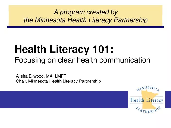 health literacy 101 focusing on clear health communication