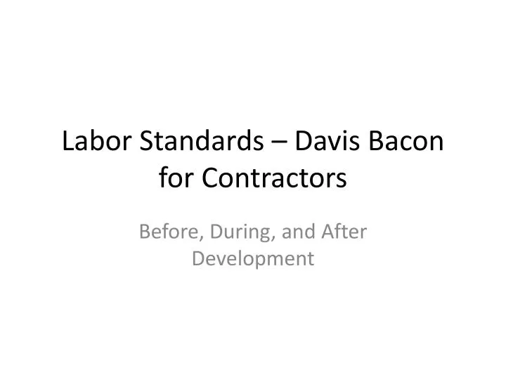labor standards davis bacon for contractors