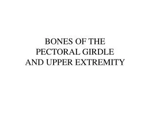 BONES OF THE PECTORAL GIRDLE AND UPPER EXTREMITY