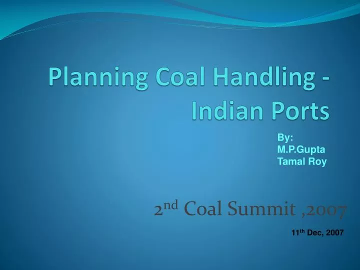 planning coal handling indian ports