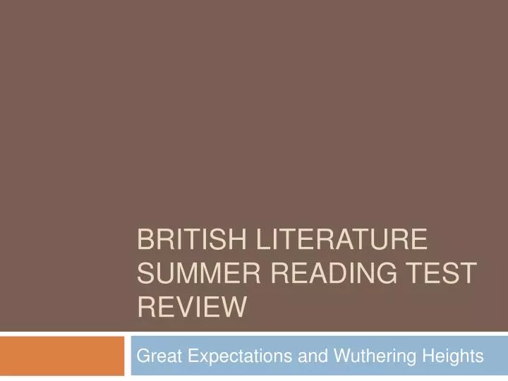 british literature summer reading test review
