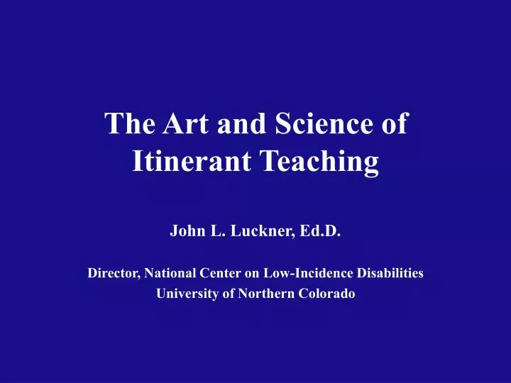 the art and science of itinerant teaching